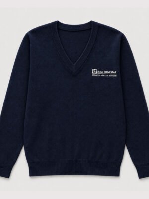 Suéter Institucional IMSS Bienestar, Cuello V, Azul Marino